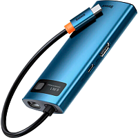 USB-хаб Baseus Metal Gleam Series 6-in-1 Multifunctional Type-C Hub Docking Station Blue (WKWG000003) USB-хаб Baseus Metal Gleam Series 6-in-1 Multifunctional Type-C Hub Docking Station Blue (WKWG000003)