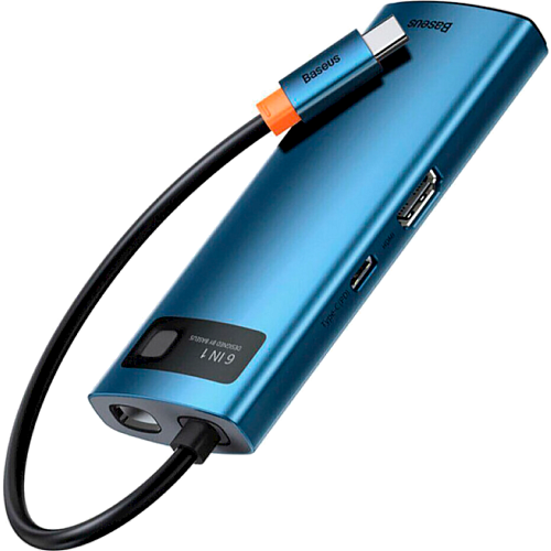 USB-хаб Baseus Metal Gleam Series 6-in-1 Multifunctional Type-C Hub Docking Station Blue (WKWG000003) - придбати в Дніпрі, Україні: ціна, характеристики | інтернет-магазин TOUCH