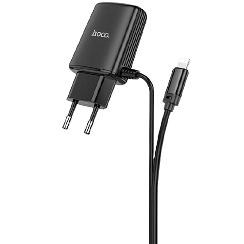 Сетевое зарядное устройство Hoco C82A USB 2.4A + Cable to Lightning Black