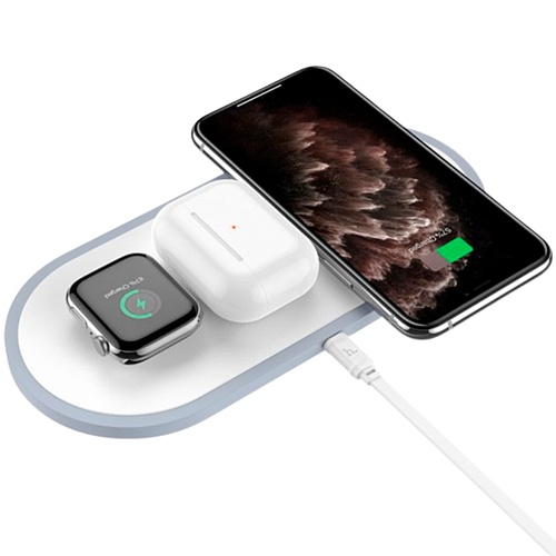 Беспроводное зарядное устройство Hoco Handsome 3-in-1 Charger CW24 (White)