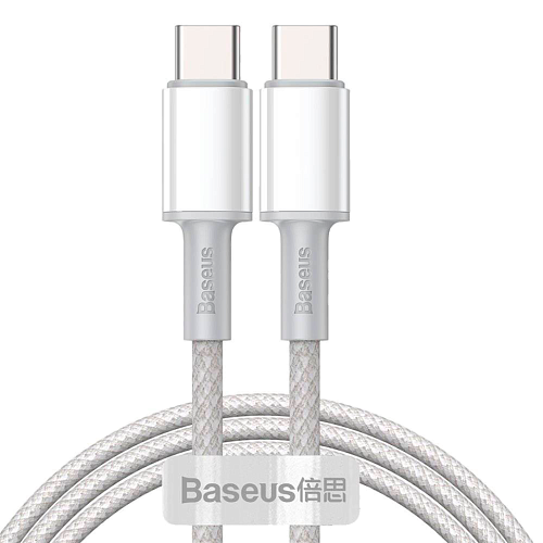 Кабель Baseus High Density Braided Fast Charging Data Cable USB-C to USB-C 100W 1m (CATGD-02) White - придбати в Дніпрі, Україні: ціна, характеристики | інтернет-магазин TOUCH