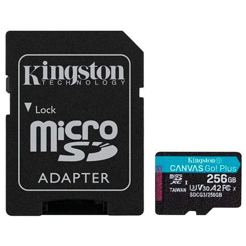 Карта памяти Kingston microSDXC Canvas Go! Plus 256Gb Class 10 UHS-1 U3 (SDCG3/256GB) + SD адаптер