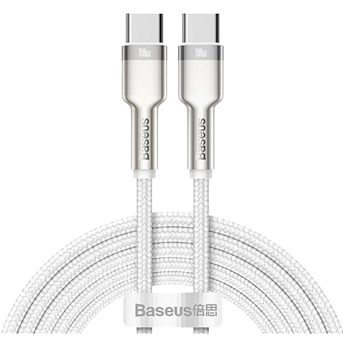 Кабель Baseus Cafule Metal USB-C to USB-C 100W 2m White (CATJK-D02) - придбати в Дніпрі, Україні: ціна, характеристика | інтернет-магазин TOUCH