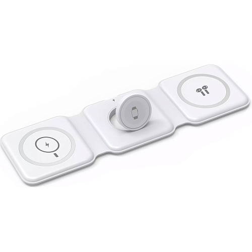 Беспроводное зарядное устройство WiWU M6 Wireless 3-in-1 Fast Charger Foldable White