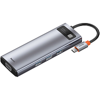 USB-хаб Baseus Metal Gleam Series 9-in-1 Multifunctional Type-C HUB Docking Station Space Gray (CAHUB-CU0G)