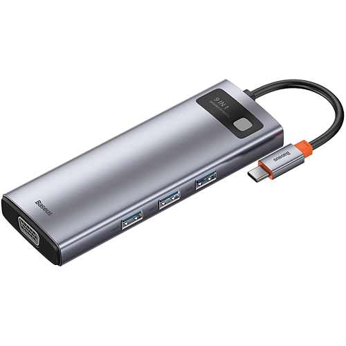 USB-хаб Baseus Metal Gleam Series 9-in-1 Multifunctional Type-C HUB Docking Station Space Gray (CAHUB-CU0G) - придбати в Дніпрі, Україні: ціна, характеристики | інтернет-магазин TOUCH