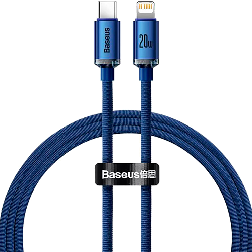 Кабель Baseus Crystal Shine Series USB-C to Lightning 20W 1.2m Blue (CAJY000203)