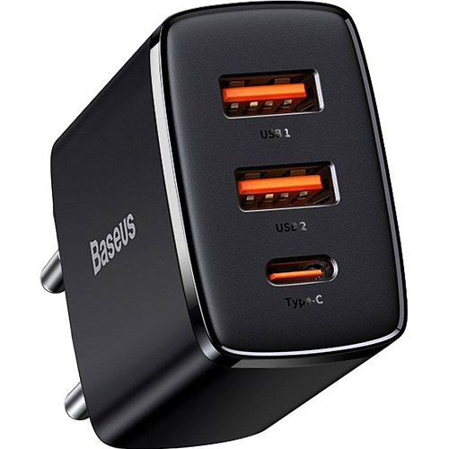 Мережевий зарядний пристрій Baseus Compact Quick Charger 2U+C 30W Black (CCXJ-E01) - придбати в Дніпрі, Україні: ціна, характеристики | інтернет-магазин TOUCH