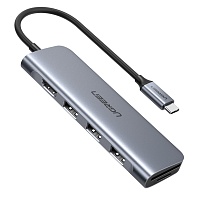 USB-хаб Ugreen 6 в 1 USB-C / 3xUSB 3.0 / 1x4K HDMI / 1xTF / 1xSD (70410)