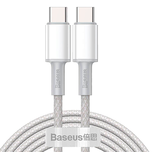 Кабель Baseus High Density Braided Fast Charging Data Cable USB-C to USB-C 100W 2m (CATGD-A02) White