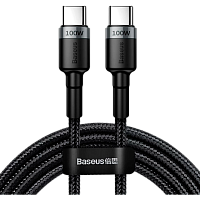 Кабель Baseus Cafule Metal USB-C to USB-C 100W 2m Gray/Black (CATKLF-ALG1) - придбати в Дніпрі, Україні: ціна, характеристика | інтернет-магазин TOUCH