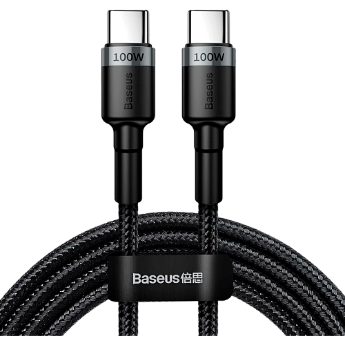 Кабель Baseus Cafule Metal USB-C to USB-C 100W 2m Gray/Black (CATKLF-ALG1)
