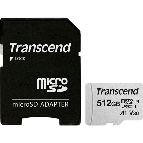 Карта памяти Transcend microSDXC 300S 512GB UHS-I (U3) + adapter SD (TS512GUSD300S-A)