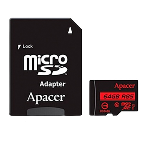 Карта памяти Apacer 64 GB microSDXC Class 10 UHS-I R85 + SD adapter (AP64GMCSX10U5-R)