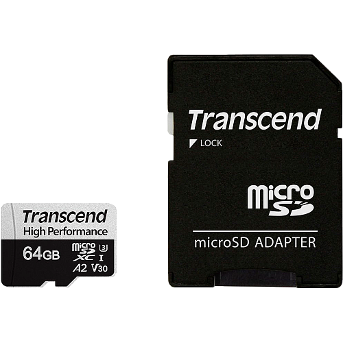 Карта памяти Transcend microSDXC 330S 64GB Class 10 UHS-I U3 + adapter SD (TS64GUSD330S)