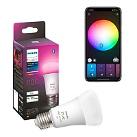 Умная лампочка Philips Hue E27 White and Color 1100лм 75Вт 9W ZigBee, Bluetooth, Apple HomeKit (929002468802) Умная лампочка Philips Hue E27 White and Color 1100лм 75Вт 9W ZigBee, Bluetooth, Apple HomeKit (929002468802)