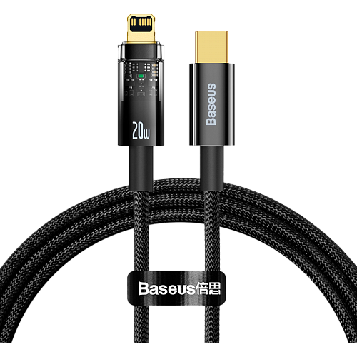 Кабель Baseus Explorer Series Auto Power-Off USB-C Fast Charging to Lightning 20W 1m Black (CATS000001) - придбати в Дніпрі, Україні: ціна, характеристики | інтернет-магазин TOUCH