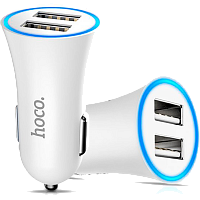 Автомобильное зарядное устройство Hoco UC204 Car Charger 2USB 2.4A (White)