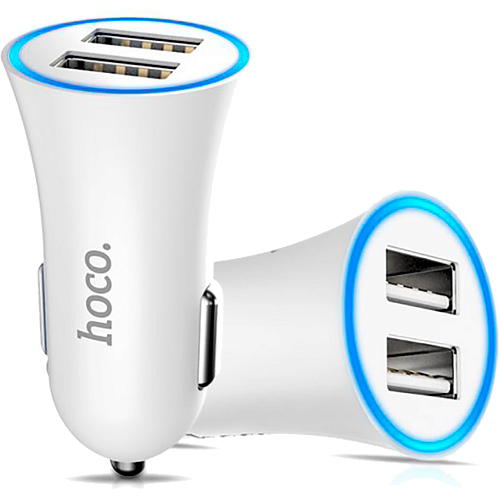 Автомобільний зарядний пристрій Hoco UC204 Car Charger 2USB 2.4A (White) - придбати в Дніпрі, Україні: ціна, характеристики | інтернет-магазин TOUCH