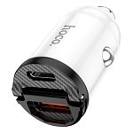 Автомобільний зарядний пристрій Hoco NZ2 Link PD 30W + QC3.0 Type-C + USB (White)